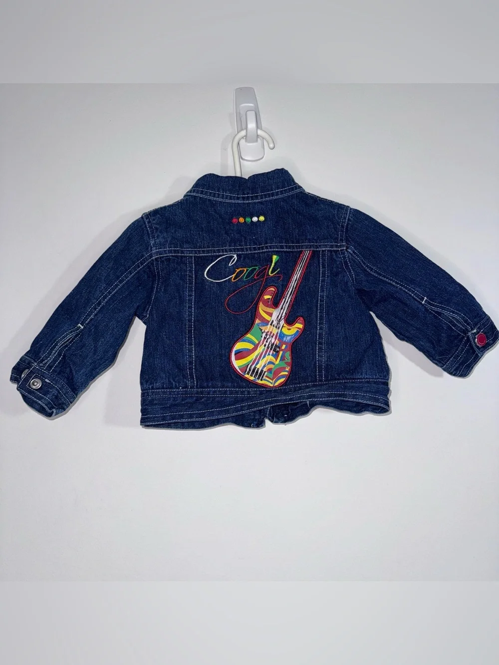 Coogi Baby Denim Jacket 0-6M Rainbow Guitar Embroidered Jean Coat